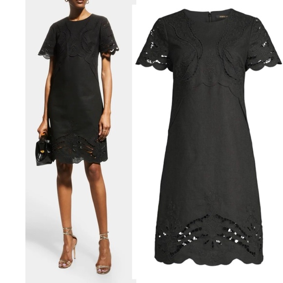 Kobi Halperin Lisa Eyelet Lace Trim Flutter Sleeve Jewel Neckline Mini Dress NEW - Picture 1 of 11